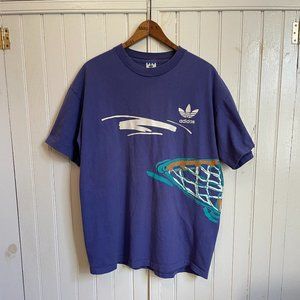 VTG ADIDAS 90s Basketball Hoop T-Shirt Made In USA Mens XL Single Stitch Purple